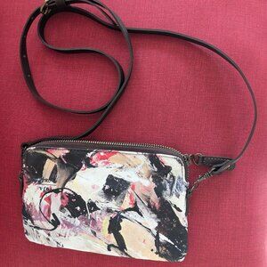 Metro Vida Cross Body Bag, Cotton and Leather w/ Adj Strap